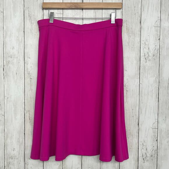 Adrienne Vittadini Hot Pink Stretchy Silky Girly Flowy Pockets Knee Length Skirt - Picture 2 of 7